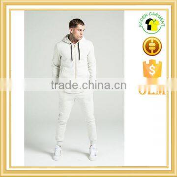 Quality cotton jersey tracksuits plain cream tracksuit zipper up tracksuit