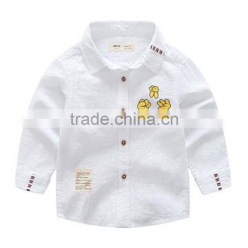 S33466W Full Sleeve Casual 3-8 Years Old Turn-down Collar White Blue Boys Blouses photo-2