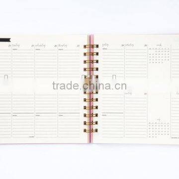 2017 Full Color Spiral Notebook Custom Hardcover Diary Planner With Gold Wire photo-5