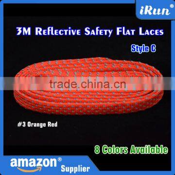 Orange Red Bestselling 3M Reflective Safety Flat Bulk Laces ( Style C) - 51" 3M Reflective Visible Shoestrings Sneaker Shoelaces