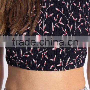 New Style Cute Floral Print off Shoulder Women Fashion Top photo-5