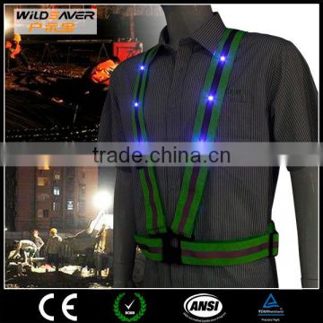 Blue LED light reflective hi visibility safety jacket for construction