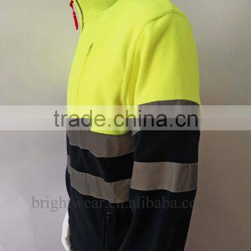 Men's Top Two-color High Visibility Polar Jacket Safety Sweatshirt With Reflective Tapes photo-3