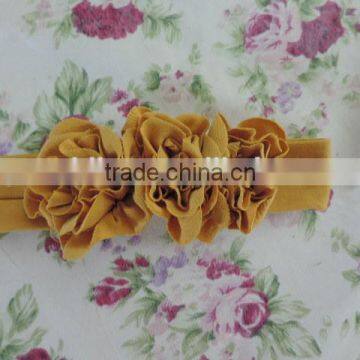 Lovely Baby Girls Hair Accessories Three Flower Elastic Headband Many Solid Colors Choice photo-3