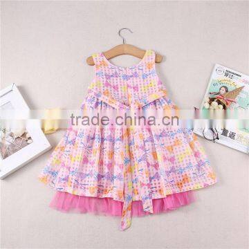 Wholesale Summer Bowknot Printing Princess Dress Baby Girl Vest Dress photo-2