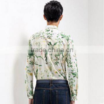 2016 Spring Collection Men Plant Printed Slim Fit Casual Shirt photo-2
