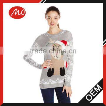 Reindeer Jacquard Tunic Pullover Ugly tight Christmas women cashmere jumper Sweater