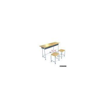 Fixed Double Student Desk & Chair,School Furniture