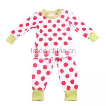 2016 Yawoo Pink Polka Dots Long Sleeve Christmas Tree Embroidery Sleepwear Outfit Christmas Pants Set photo-5