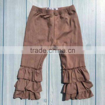 High quality 100%button girls triple ruffles pants