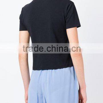 Custom Short Sleeve Cotton Black Printed T-Shirts For Women,Top Quality Silk Printing Womens Black T-Shirts Clothes photo-4