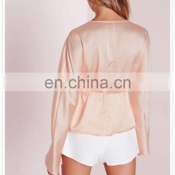 New Arrival Lady Fancy Satin Blouse Sexy Designs Wholesale photo-6