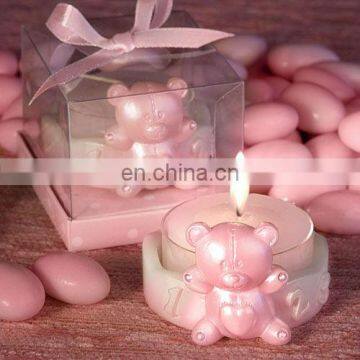 Resin pink bear baby tealight holder Favors Baby party gifts and favors