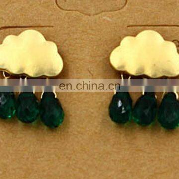 Beaded clouds and raindrops earring stub earring