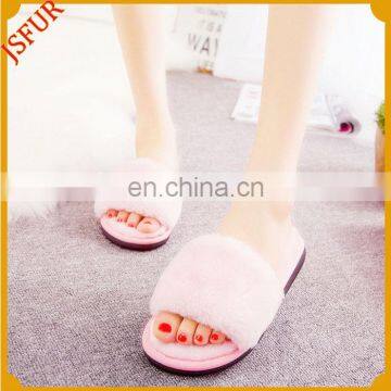 Women Custom Rex Rabbit Fur Flip Flop Luxury Slipper