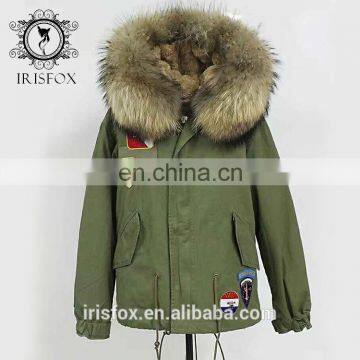 Irisfox 2016 Winter Warm Raccoon Fur Hooded Coat photo-3