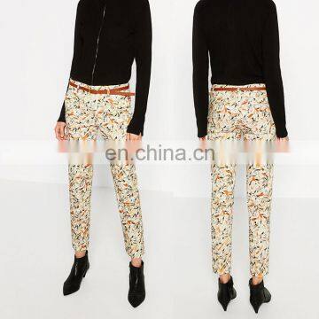 Professional manufacture side pocket print pencil narrow bottom trousers