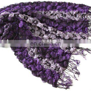 Hangzhou long crinkle scarf with with full plum blossom pattern crinkled