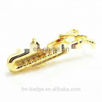 Special Design Trumpet Shape Custom Metal Tie Clips,trombone Horn Hot Sale Stylish Fancy 3D Instrument Trumpet Shape Tie Bar photo-2