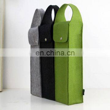 Wholesale Customized single bottle felt red wine tote bag with button