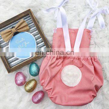 2019 Easter Day Pink Girls Flower Bunny Romper Gold Bow Lace Bodysuits photo-5