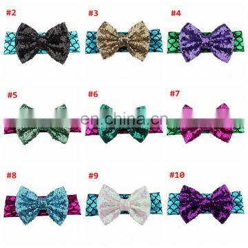 5 дюймовая головная лента с последовями в стиле русалки для девочек, блестящий завиток для волос для младенцев, головной убор для танцевальных вечеринок, 10 цветов photo-3