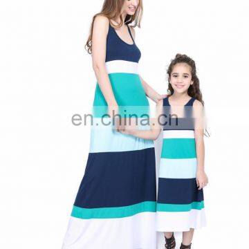 2019 New Style Mom And Girl Stripes Color Block Mother Daughter Matching Dress (this Link for KIDS) photo-2