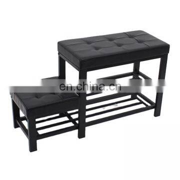 Customized PVC Leather Metal Steel Shoe Racks Bench Storage Organiser Holder Rack At Doorway Entrance photo-4