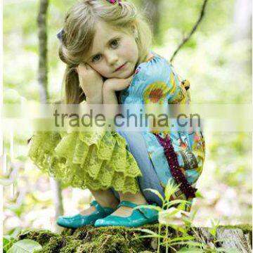 2014 New Design Lace Ruffle Pants Girls Jeans Ruffle Childrens Boutique Clothing photo-4