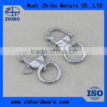 Stainless steel snap shackle with swivel round eye