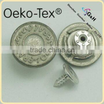 Customized metal denim jeans button