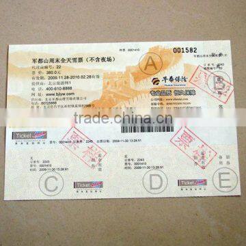 hot sale anti-counterfeit ticket with sequence bar code in Lianlong brand