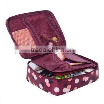 Clear Cosmetic Makeup Bag Toiletry Travel Kit Organizer New 2015 (Flower in Wine Red)