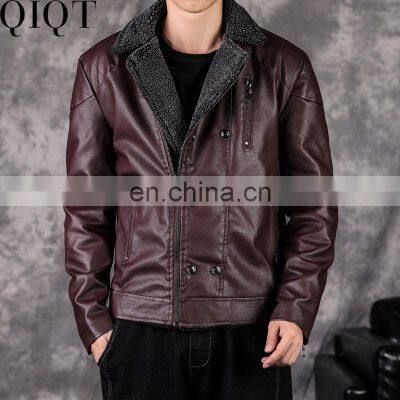 Autumn and winter new men's plus velvet bomber jacket lapel locomotive plus size men's jacket