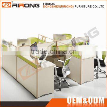 Cheap modern office furniture white baking wooden melamine 4 seater modular office workstation for 4 people