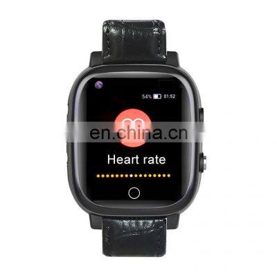 Black Leather 4G Multi Language IPS Screen Heart Rate Oxygen Monitor SIM Card Smart Watch for Senior photo-3