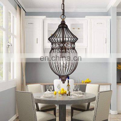 Retro industrial style single lights Pear shape dining chandelier luxury k9 crystal pendant light