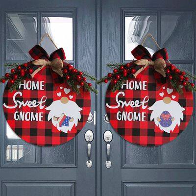 2022 Factory Direct Sale 12 inch Holiday Decoration Christmas Wooden Welcome Sign For Front Door