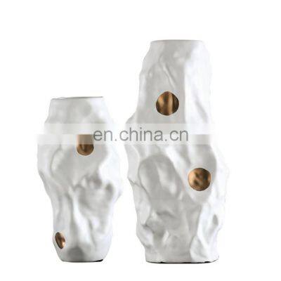 Artificial Flower Clay Vases Gold Decor Outside Personalized Boho Coffee Porcelain Luxury Home Dots Dot Decorative Ceramic Vase