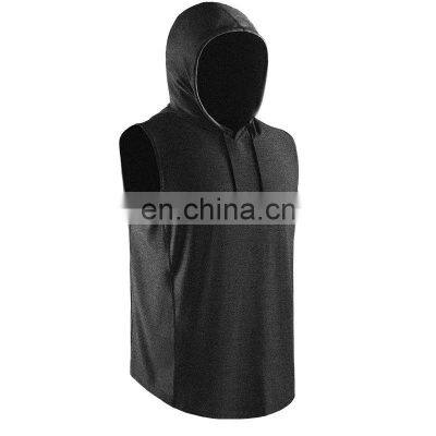 Men's Sleeveless Hoodies Custom Cotton Drawstring Blue Tie Dye Sleeveless Pullover Hoody photo-4