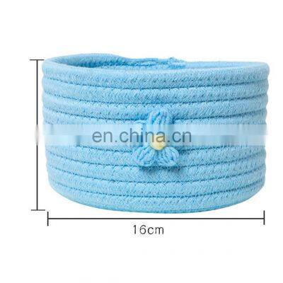 Cotton Woven Basket Rope Baby Closet Pet Toy Fabric Retro Cosmetic Basket photo-3