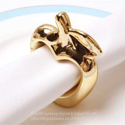 Wholesale New Apple Shape Napkin Rings For Christmas Table Accessories With Gold Color photo-2