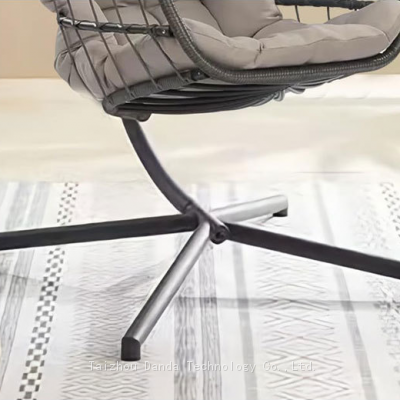 Durable Modern Outdoor Furniture Hanging Egg Swing Chair With Cushion PE Rattan Metal Frame Living Room Hotel Bedroom Courtyard photo-2