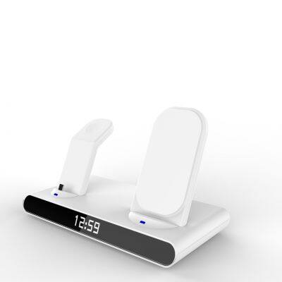 New Arrival wireless charger Digital Alarm Clock Smartphone Accessories 15w Portable 3 In 1 Wireless Charger stand For Iphone 16