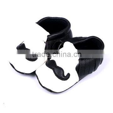 Black Moustache Baby Shoes newborn baby caucal shoes pu leather fringe baby prewalker shoes