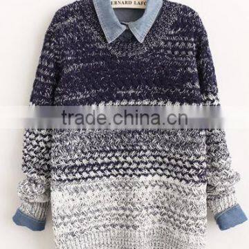 Gradual Blending Loose Round Neck Sweater Hedging Women Pullover photo-5