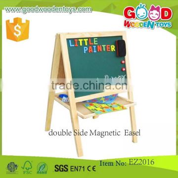 Natural Wood Material Easel Educational Erasable Wooden Board Double Side Magnetic Easel for Kids