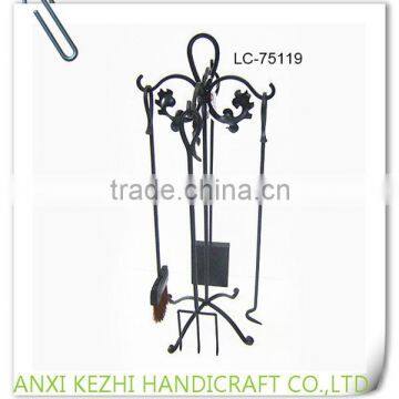LC-86463 Antique Wrought Iron Metal Indoor Home Fireplace Tool Set photo-4