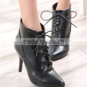 Lace up high heel ankle high grade PU american style military boots