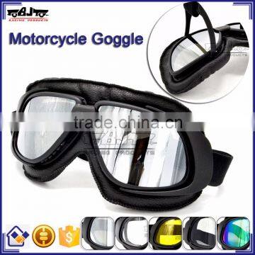 BJ-GT-007 New Arrival Black Leather Goggles Motorcycle with Clear Lens